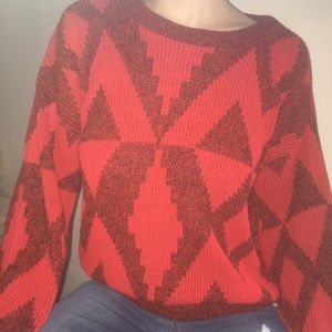 Red Printed Grandpa Sweater